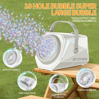 10 Hole Bubble Machine With Lamp Portable Bubble Maker For Birthday UPKA