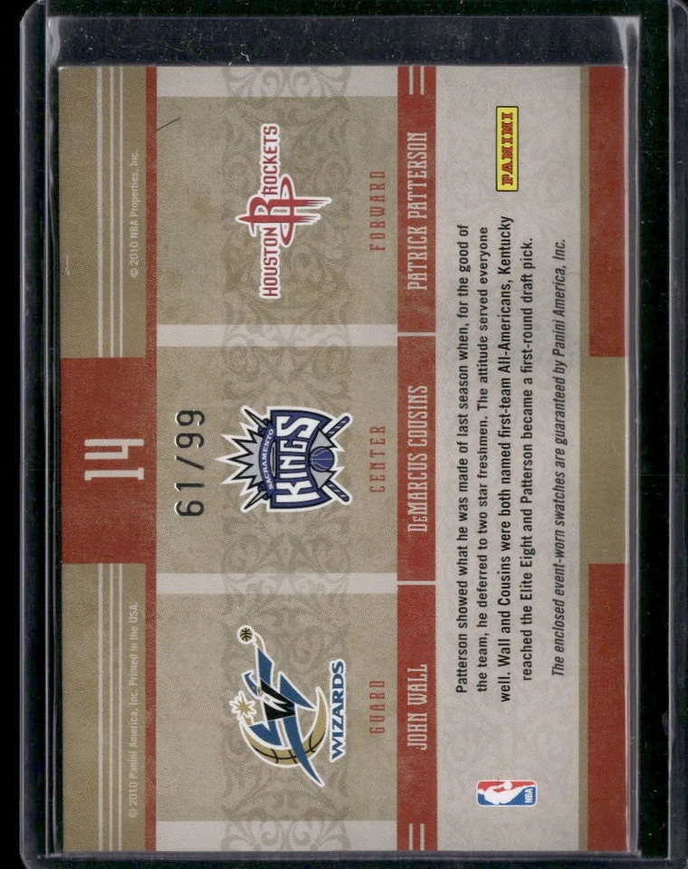 2010-11 Timeless Treasures 14 Wall Cousins Patterson Materials Triple /99 - Image 2 of 2