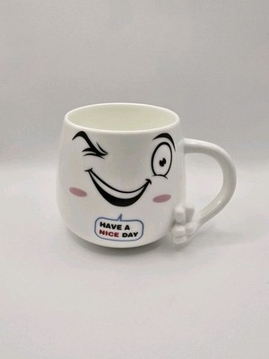 Winking Smiley Face  Have a Nice Day  Coffee Mug w/ 3D Hand Handle
