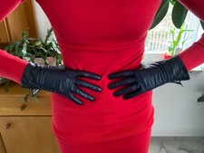 Elegante Lederhandschuhe Damen dunkelblau/sch...