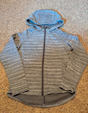 Child's Columbia Hooded Gray Zippered Knit Jacket Size 10-12 Medium