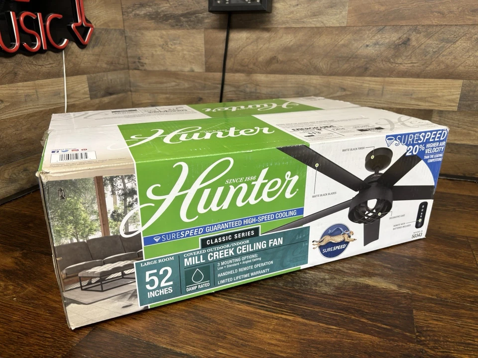 HUNTER Mill Creek Ceiling Fan 52in, Classic S. 5 Blade Fan W/Light 50343 NEW - Image 2 of 4