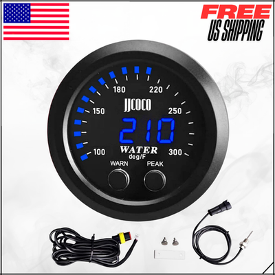#ad #ad Universal 52mm Water Temperature Gauge W Alarm amp; 1 8 Npt Sensor Blue 100 300F $31.63