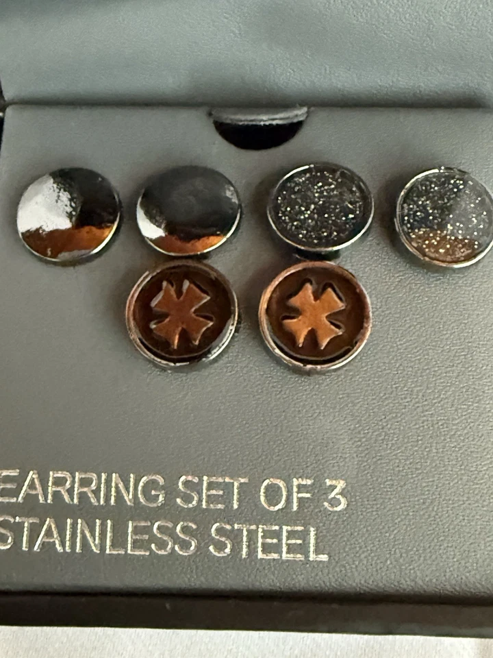 Ed Hardy черный из нержавеющей стали мужские серьги комплект новый - Изображение 3 из 4