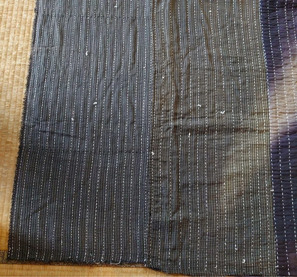 Funda Futón Boro Índigo Japonés Vintage Sashiko Rayas Algodón Textil 63x61 pulgadas Foto 2 de 4