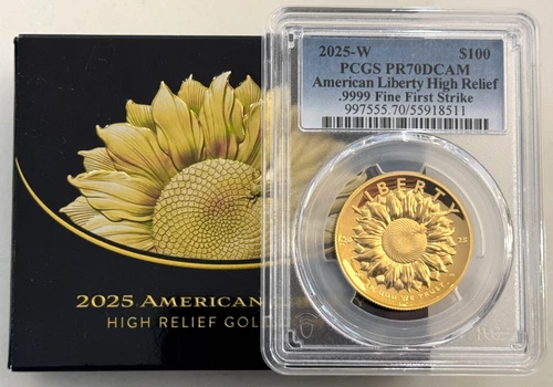 2025-W $100 High Relief Liberty Gold PCGS PR70 First Strike + OGP