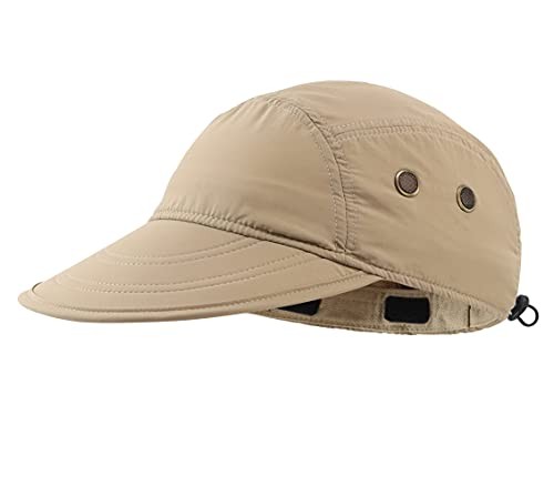 Mens UV Sun Protection Cap Safari Hike Cap with Neck Flap Fishing Hat Khaki - Picture 3 of 8