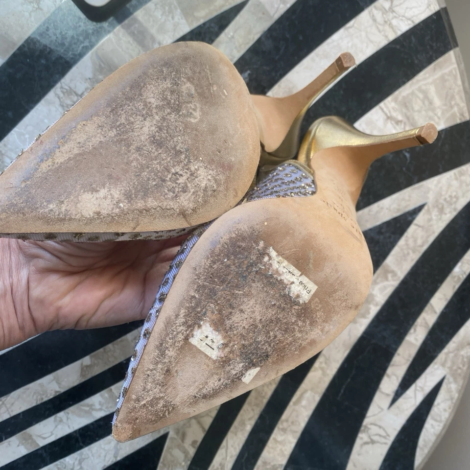 Coquete Kate Spade dourado malha transparente salto estilingue tamanho 6 Y2K vintage biqueira pontiaguda - Imagem 2 de 4