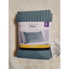 Mainstays Teal Diamond Sham Single Essential King Quilted Textured