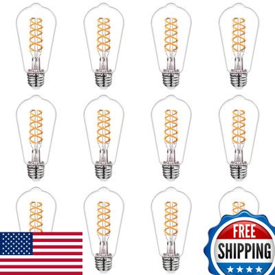 BORT 12-Pack Dimmable LED Edison Bulbs, 2700K Warm White, 6W (60W Equiv.)