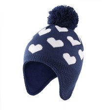 Home Prefer Boys Girls Kids Knit Winter Hat with Earflap 3-7 Years, Blue/Love