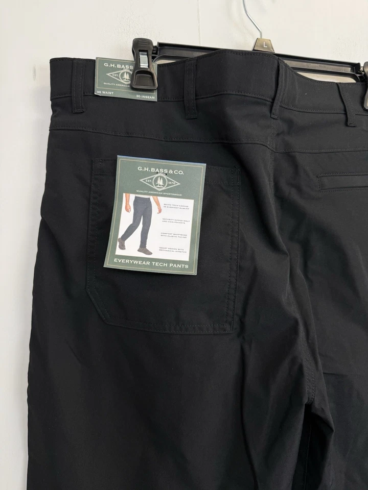 G.H. Bass & Co Mens Size 38x30 Everywhere Tech Pants Black Comfort Waist NEW - Image 4 of 4