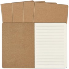 Bulk 5 A5 Kraft Notebooks, 60 Pages Lined Journals For Students, Brown