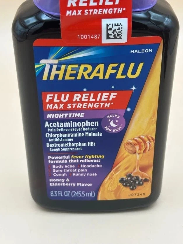 Theraflu Flu Relief Max Strength Nighttime Liquid 4 pack Exp: 12/2025 - Image 4 of 4