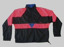 Vtg Nike 80s-90s Windbreaker Pull-Over Jacket 1/2 Zip Adult Sz L Black-Pink-Blue