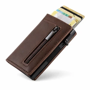 Slim Pop-Up RFID Blocking Wallet for Men – Credit Card Holder with Zipper Coin