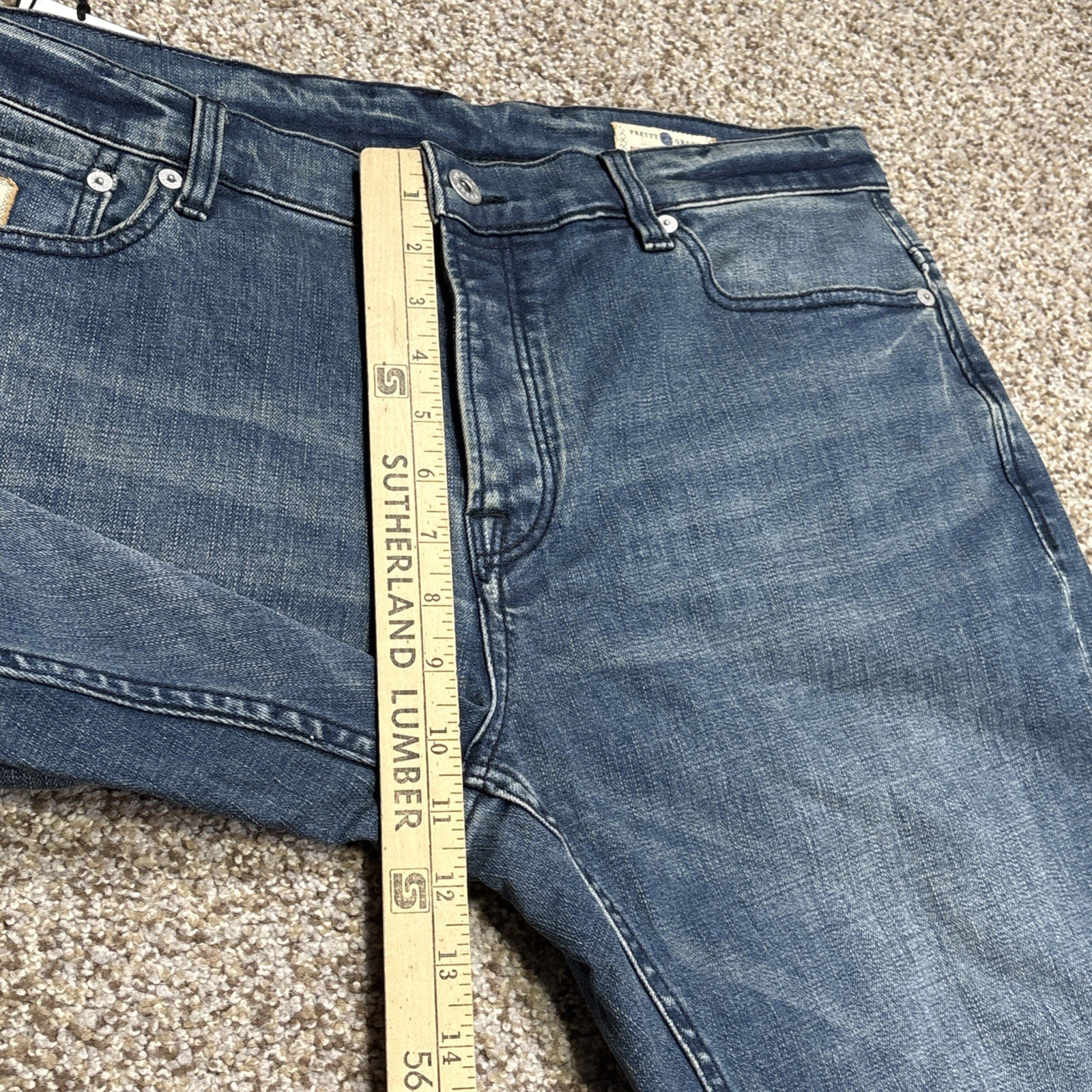 Pretty Green Jeans 36x32  Denim Burnage Regular Fit Button Fly New Fits 35 X 31 - View 14