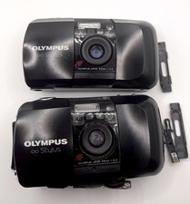 2x Olympus Stylus 35mm F3.5 Film Camera Black Compact Point  Shoot As Is Parts