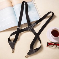 New Crossover Stretchy Straps 2 Clips Adults Braces Suspenders 2.5cm Heavy Duty