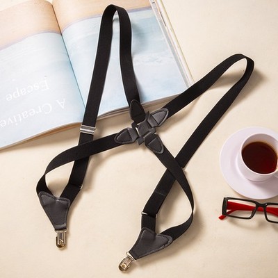 New Crossover Stretchy Straps 2 Clips Adults Braces Suspenders 2.5cm Heavy Duty