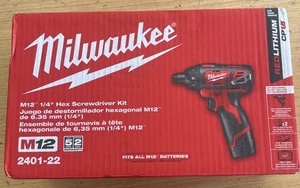 Milwaukee Tool 2401-22 M12 1/4" Hex Screwdriver, (2) Cp 1.5 Batteries, M12
