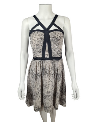 Coast Blush Nude Schwarz Schlange Tiermotiv Floaty Träger Käfig Kleid Gr 10