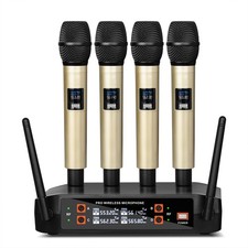 DX4 Wireless Microphone with 4 Professional UHF Dynamic Mic Cordless Handheld...