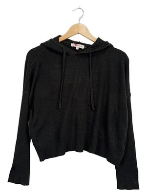 Koton Damen Kapuzenpullover Cropped Hoodie Schwarz Gr. XS