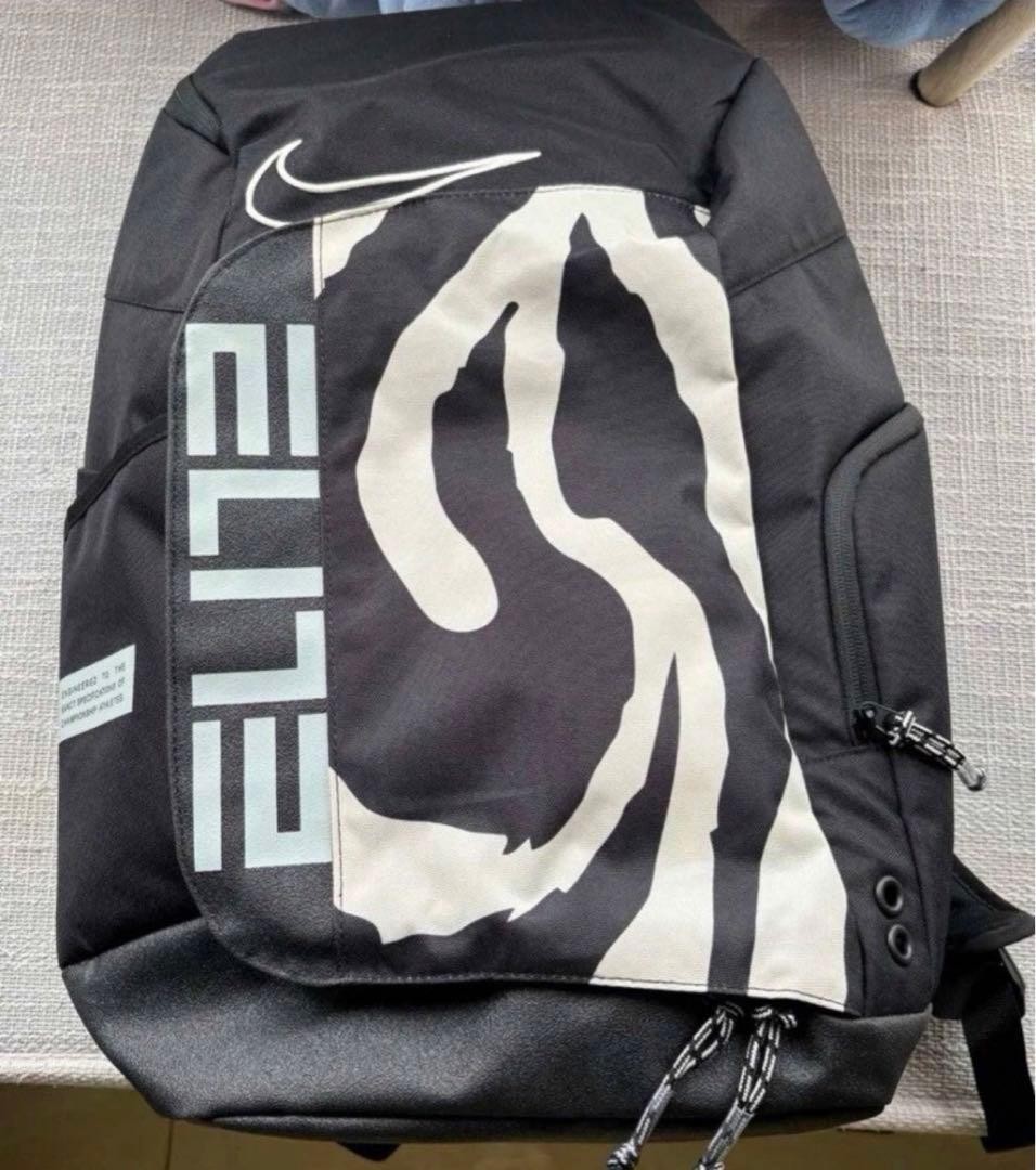Nike Elite Basketball Backpack Zebra Print Black White Padded Shoulder Straps