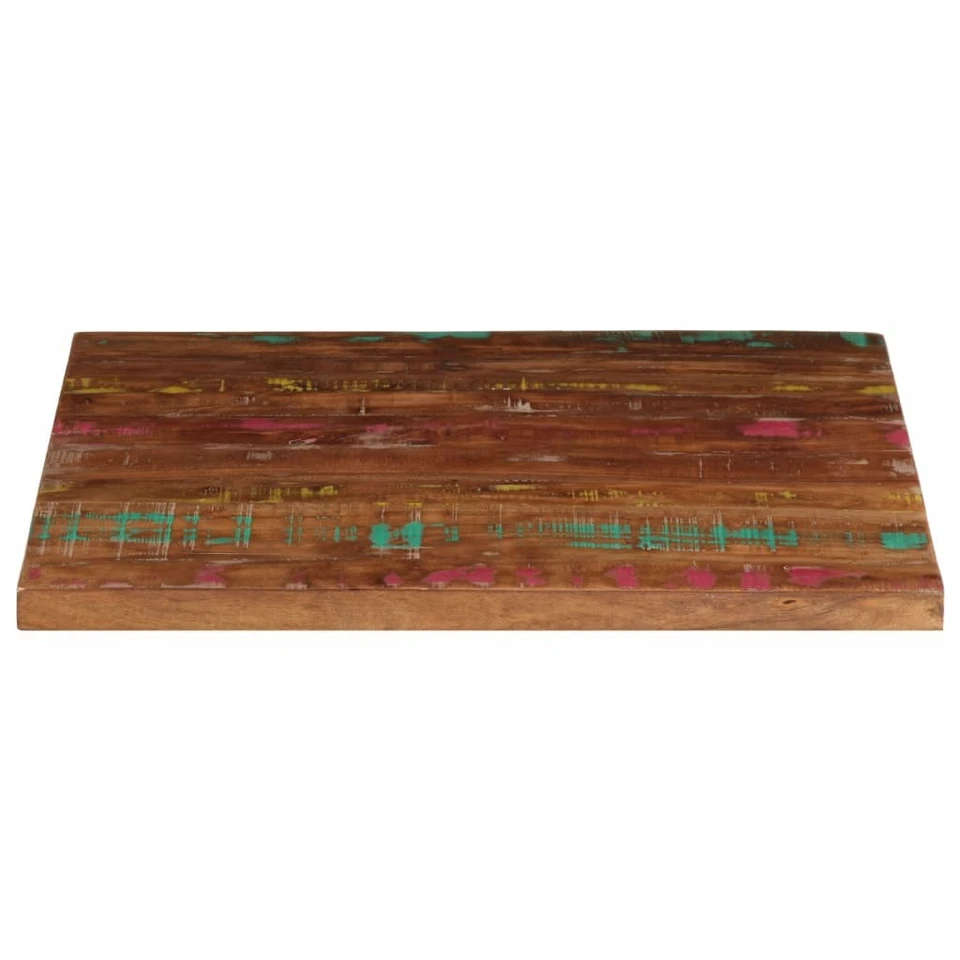 Table Top Solid Reclaimed Wood Multicolour 70x70x3.8 cm Square Finish Oak - Image 3 of 4