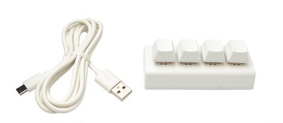 USB HID Mini Keypad 4 Tasten programmierbar mechanisch RGB LED PC Hotkeys Weiß
