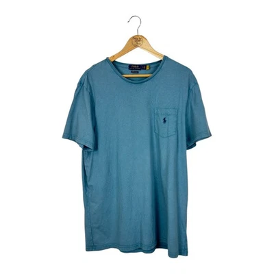 Polo Ralph Lauren Camiseta Hombre XL Azul Pocket Shirt Manga Corta Algodón Lino - Imagen 1 de 4