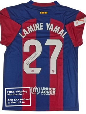 Lamine Yamal Barcelona Hand Signed W/COA Free shipping+ tax refund
