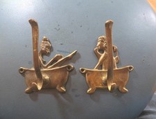2 ganchos de baño vintage de latón macizo para bata/toalla de baño en bañera