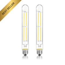 6W LED T10 T9 Long Tubular Edison Bulbs E26 4000K Dimmable Clear Glass 2Pack