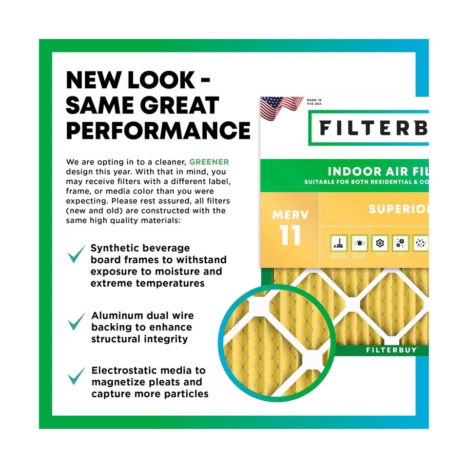 Filterbuy 20x25x5 Air Filter MERV 11 Allergen Defense (4Pack), Pleated
