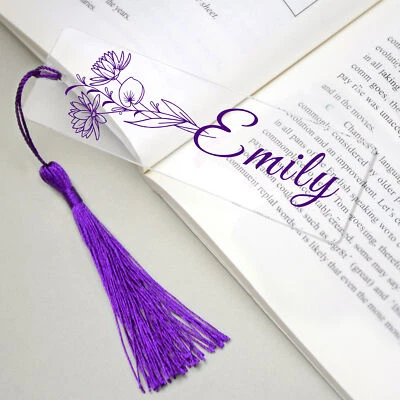 HOWSON LONDON Personalised Acrylic Bookmark Birth Flower Page Marker for Book Lovers Reader