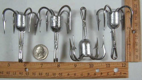 Gancho de enganche y arrastre tamaño 10/0 cuatro gancho acero inoxidable 3 pulgadas de alto 3 oz peso - Imagen 2 de 2