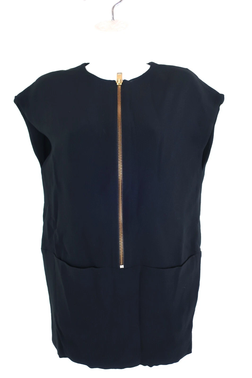 Mini abito CELINE Modele Depose nero viscosa con cerniera XS piccolo 34 taglia 0 2 4