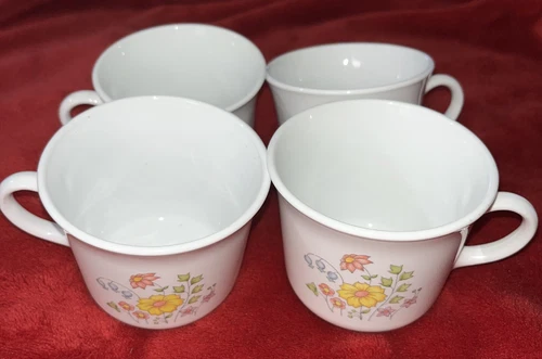 Vintage Corelle by Corning Indian Summer Pattern Coffee Tea Cups Mugs SET of 4
