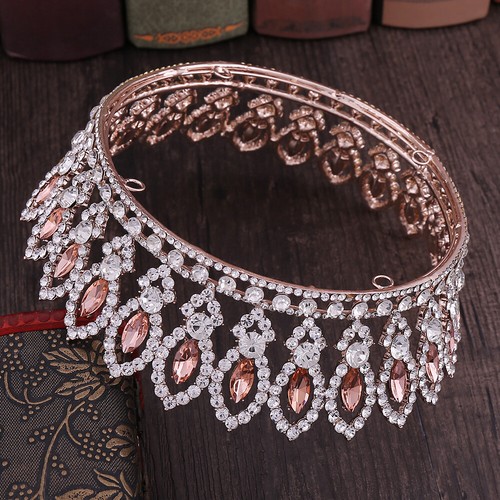 41 Estilos Oro Rosa Cristal Reina Princesa Tiara Corona Boda Reina Para Mujer - Imagen 35 de 156