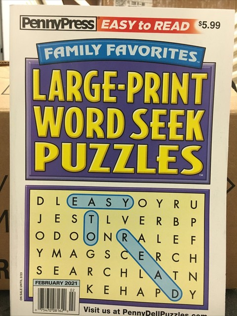 PennyPress Family Favorites Word Seek Puzzles Book 2020 Ship For Sale 