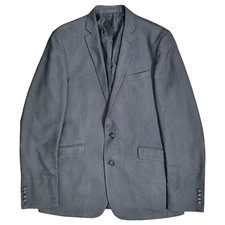 Kenneth Cole Reaction Sport Coat 42L Gray Check Blazer Notch Lapel Suit Jacket