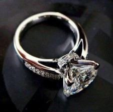 3Ct Round Lab-Created Diamond Solitaire 14k White Gold Plated Engagement Ring