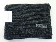 Calvin Klein Men's Scarf Black Marled Knit Acrylic Logo Warm Brand New w Tag