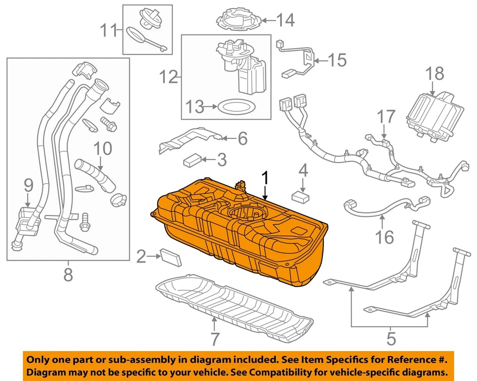 Base del tanque de combustible 1,4 L híbrido tracción delantera OEM 2011 2012 2013 Chevrolet Volt Foto 3 de 4