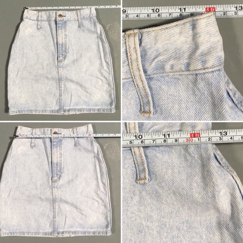 Vintage BONGO Jeans Denim Skirt Light Blue Acid Wash 25” Waist Made In USA 80s - Picture 9 of 12