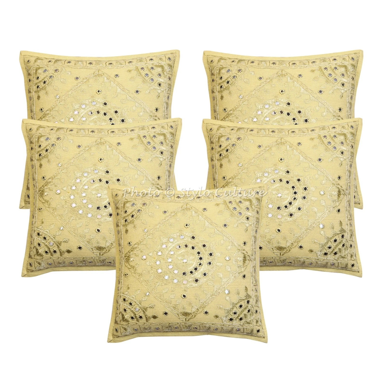Home Decor Pillow Cover Embroidered Bohemian Boho Cushion Cover Throw 16 x 16 in