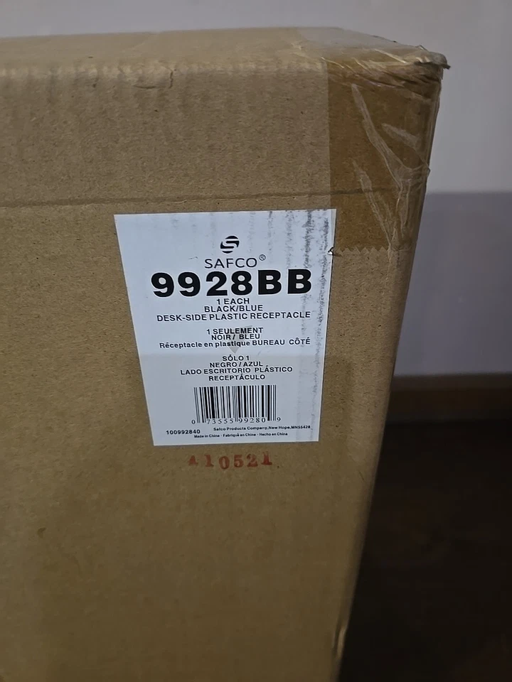 Safco Desk-Side Recycling Receptacle 7gal Black and Blue 9928BB - Image 2 of 3