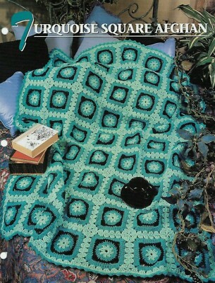 NEW TURQUOISE SQUARE ANNIE'S CROCHET QUILT & AFGHAN CLUB PATTERN INSTRUCTIONS 